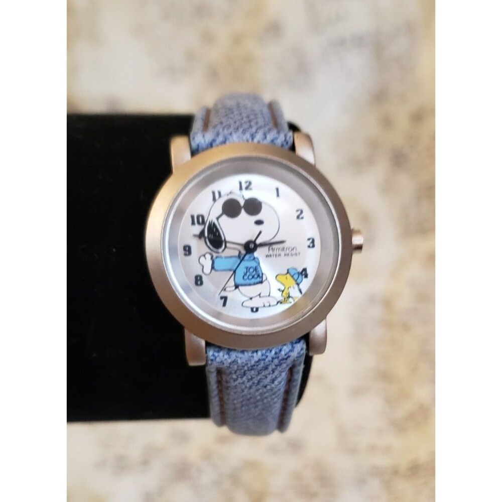 Vintage Armitron Peanuts Snoopy Joe Cool & Woodstock Watch with Denim Look Ban - Picture 5 of 14